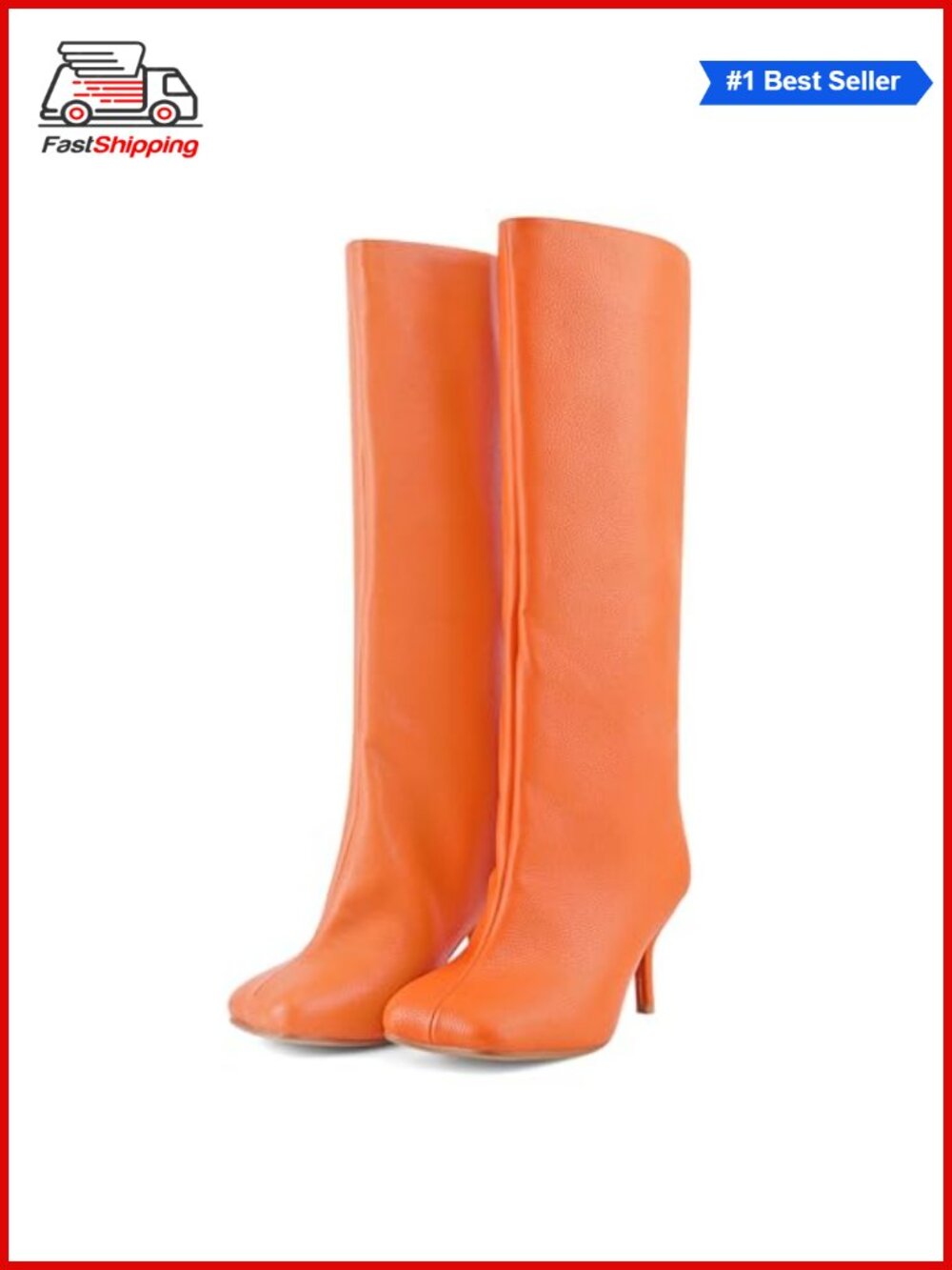 ✨ Women's Knee High Boots Square Toe Kitten Heel Pull On Tall Faux Leather